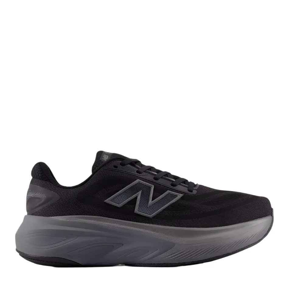 Rocker Sole Shape Energy Boost Unit New Balance Men's Fresh Foam X More v6 Running Shoes in Black/Castlerock/Black Metallic AW25