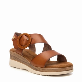Women's Wedge Sandals In Camel Breathable Build