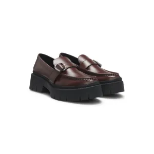 Leather loafers with buckled strap Two-Tone Design