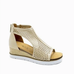 Women's Sugar Momma Shoe In Gold Leg Ease Height Ready