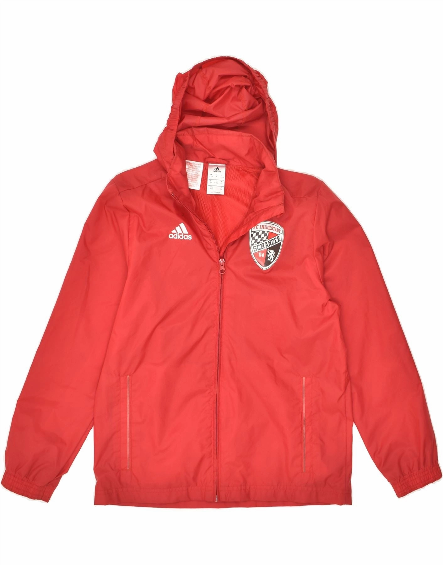 Flexible Date night ADIDAS Boys Graphic Hooded Rain Jacket 11-12 Years Red Nylon