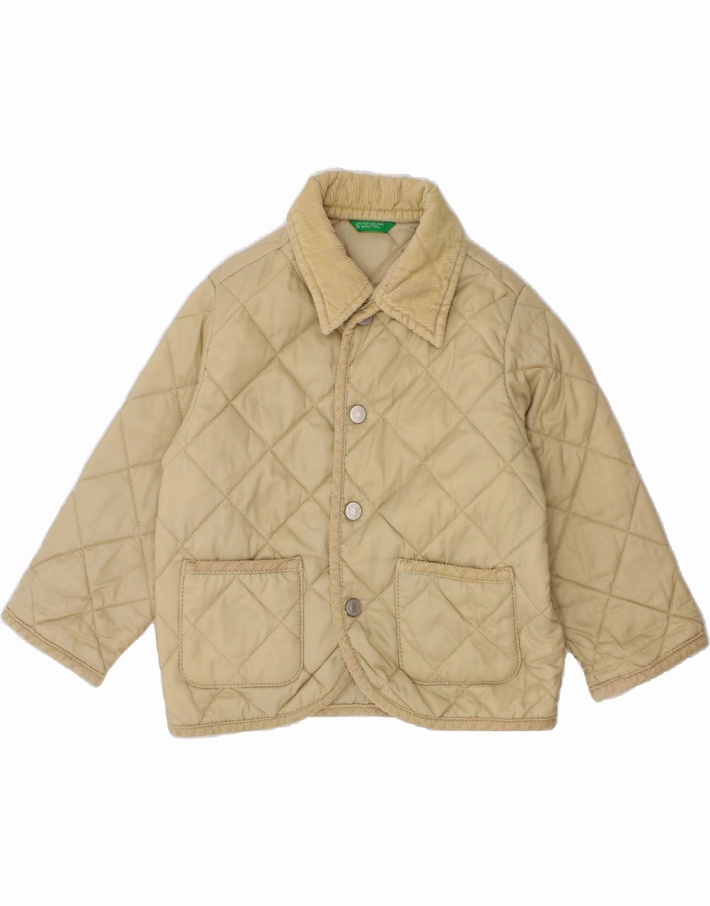 BENETTON Boys Quilted Jacket 2-3 Years Beige Mousse City Layer