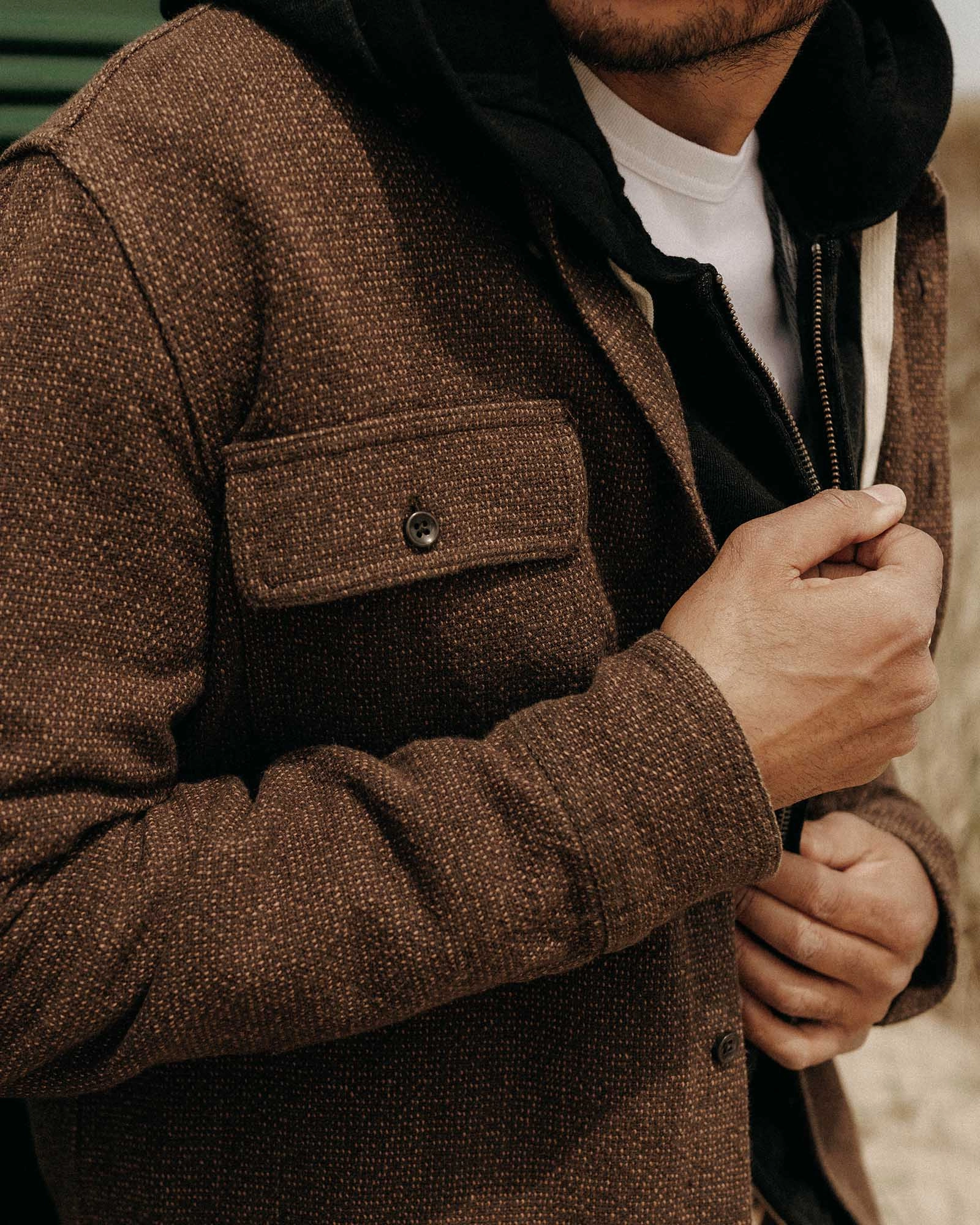 garden party Anniversary Special The Ledge Shirt in Black Coffee Linen Tweed