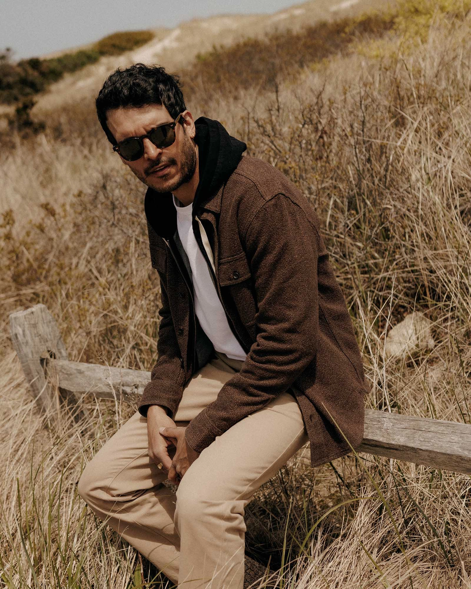 The Ledge Shirt in Black Coffee Linen Tweed Fashion staples Designer Look