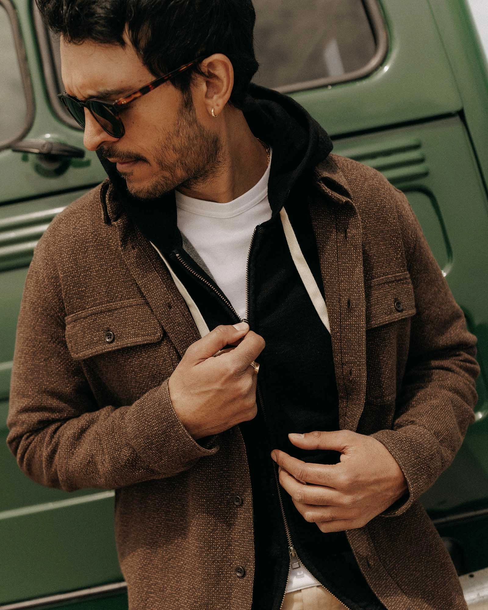The Ledge Shirt in Black Coffee Linen Tweed Essential Wardrobe Special Occasion