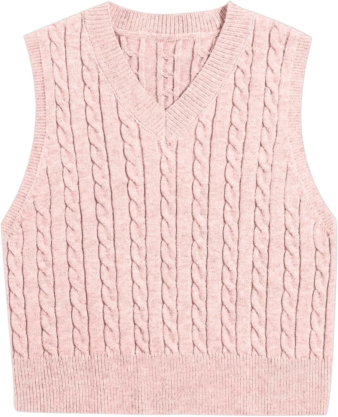 Sweater Vest for Women Fashion Cropped Cable Knit Sweater Vest Casual Sleeveless Knitted Tops Winter Clothes