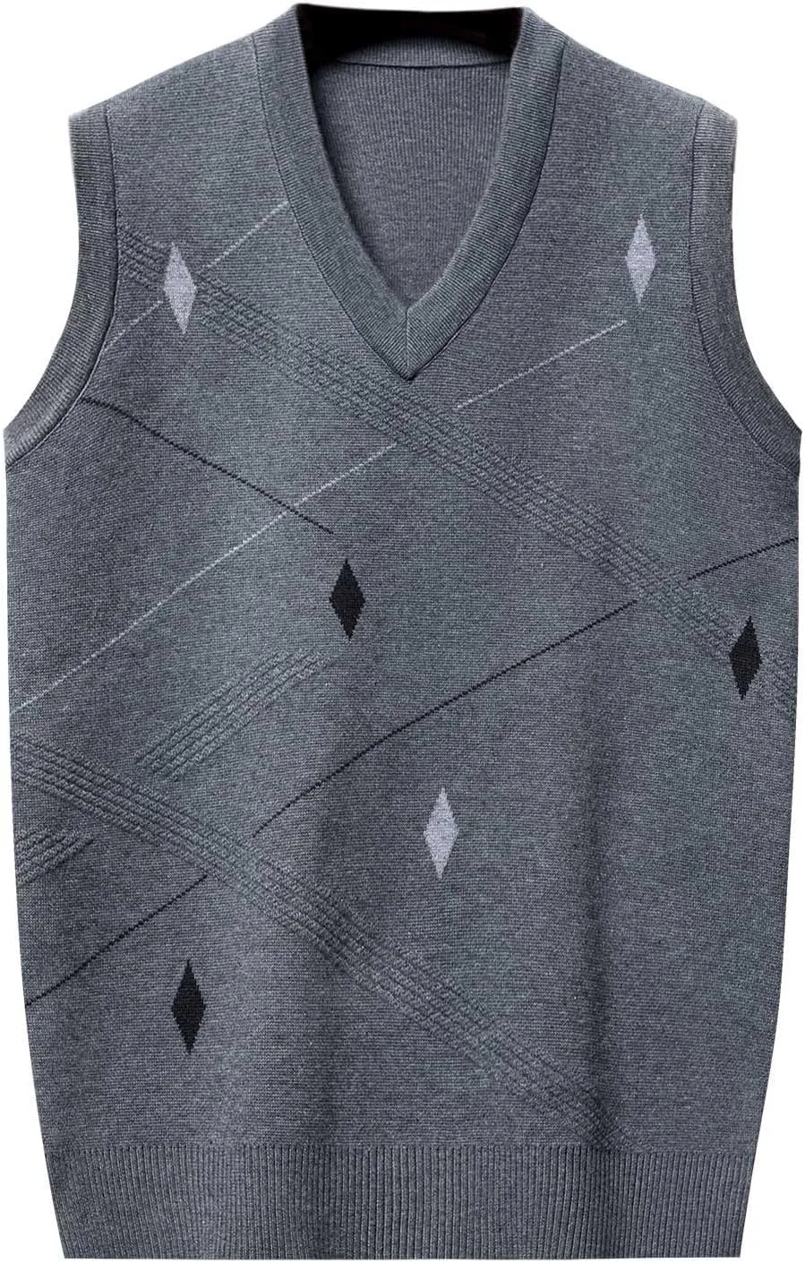 Sweater Vests for Men Business Casual Printed Knitted Sweaters Classic V-Neck Pullover Sleeveless Slim Fit Sweaters