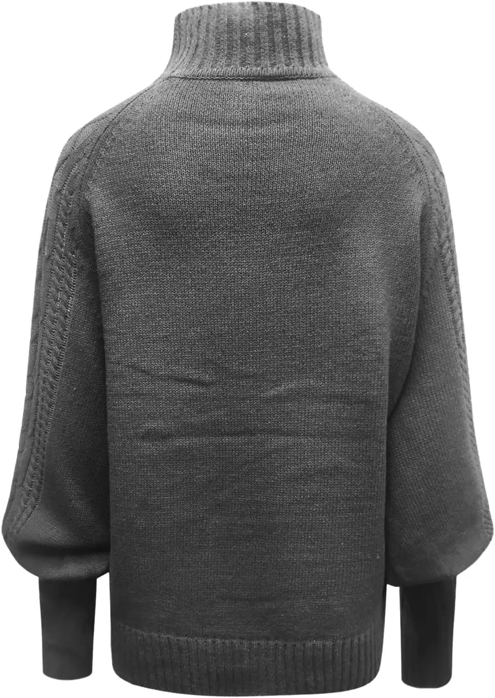 Sweaters for Women Mock Turtleneck Solid Cable Knitted Trendy Lantern Sleeve Warm Comfort Pullover Sweaters Tops