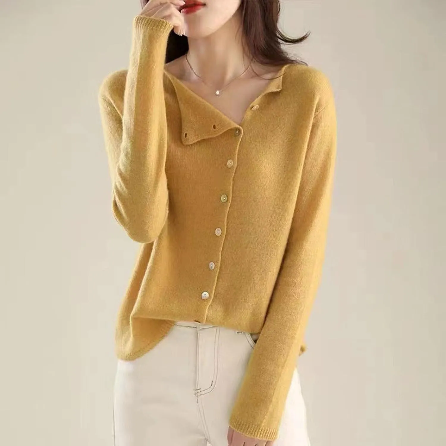 Sweaters for Women Trendy V Neck Knit Sweater Y2k Cute Button Down Shirts Basic Casual Long Sleeve Cardigan Sweaters