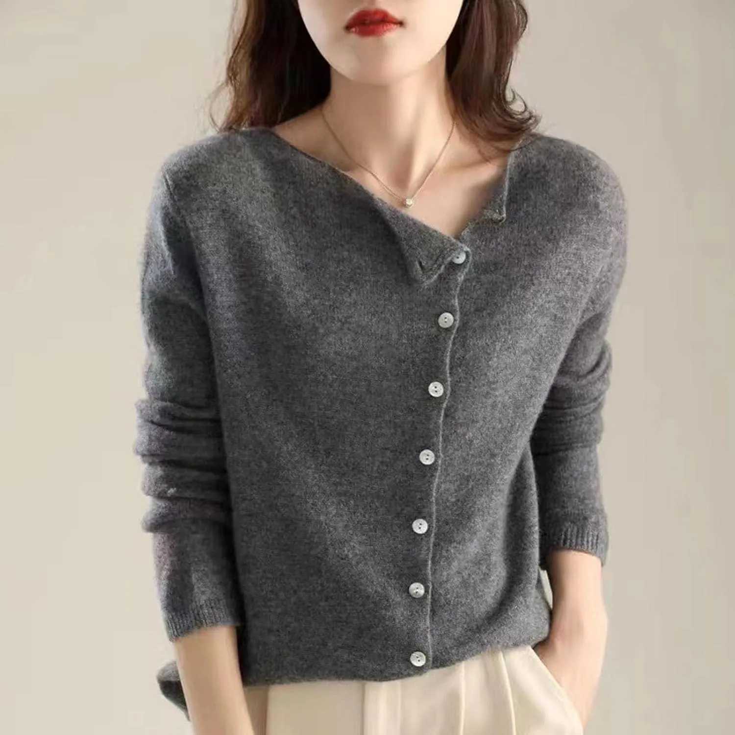 Sweaters for Women Trendy V Neck Knit Sweater Y2k Cute Button Down Shirts Basic Casual Long Sleeve Cardigan Sweaters