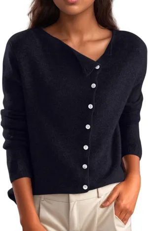 Sweaters for Women Trendy V Neck Knit Sweater Y2k Cute Button Down Shirts Basic Casual Long Sleeve Cardigan Sweaters