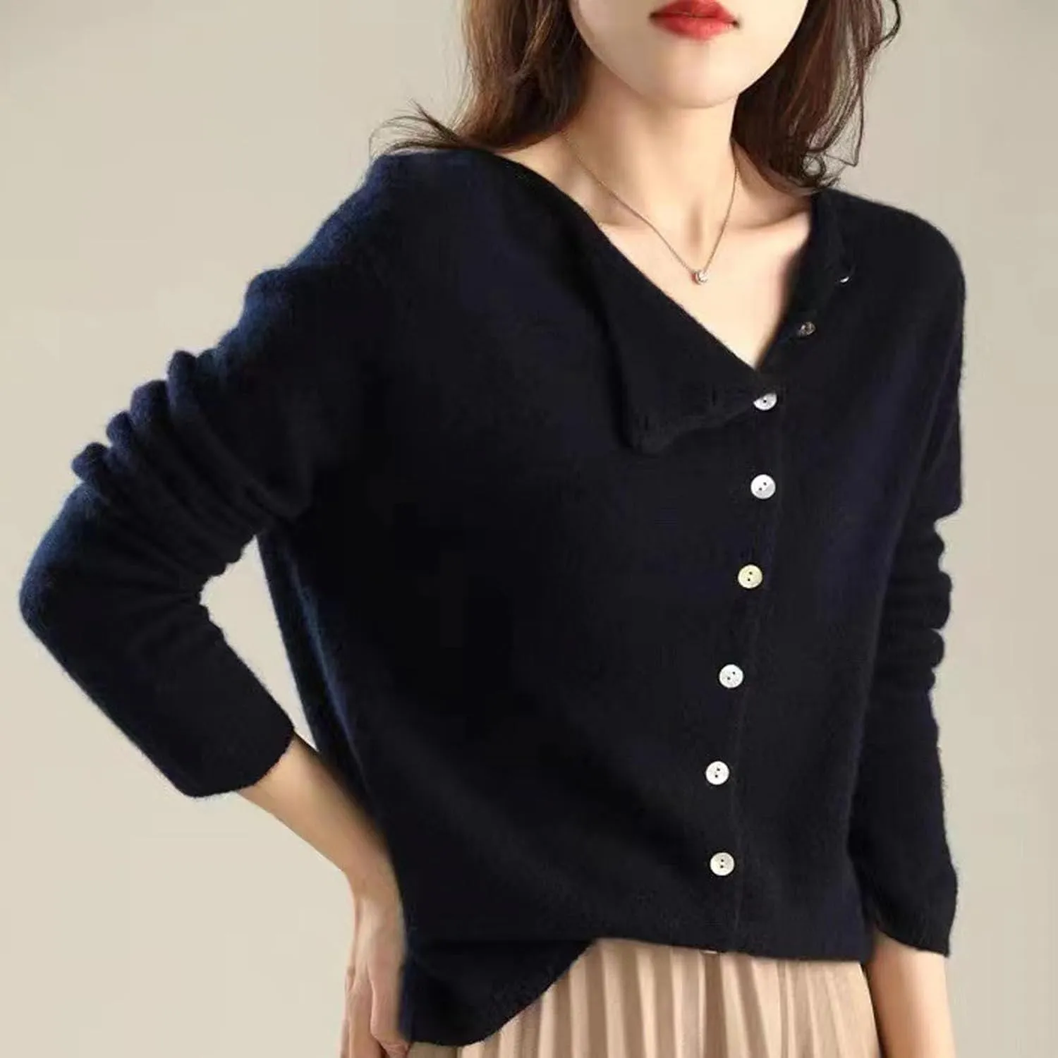 Sweaters for Women Trendy V Neck Knit Sweater Y2k Cute Button Down Shirts Basic Casual Long Sleeve Cardigan Sweaters