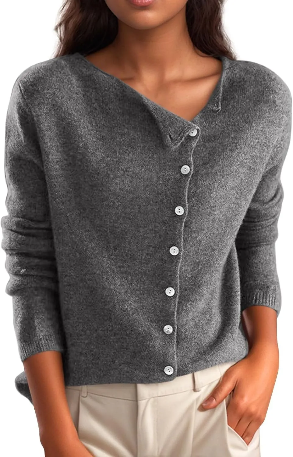 Sweaters for Women Trendy V Neck Knit Sweater Y2k Cute Button Down Shirts Basic Casual Long Sleeve Cardigan Sweaters