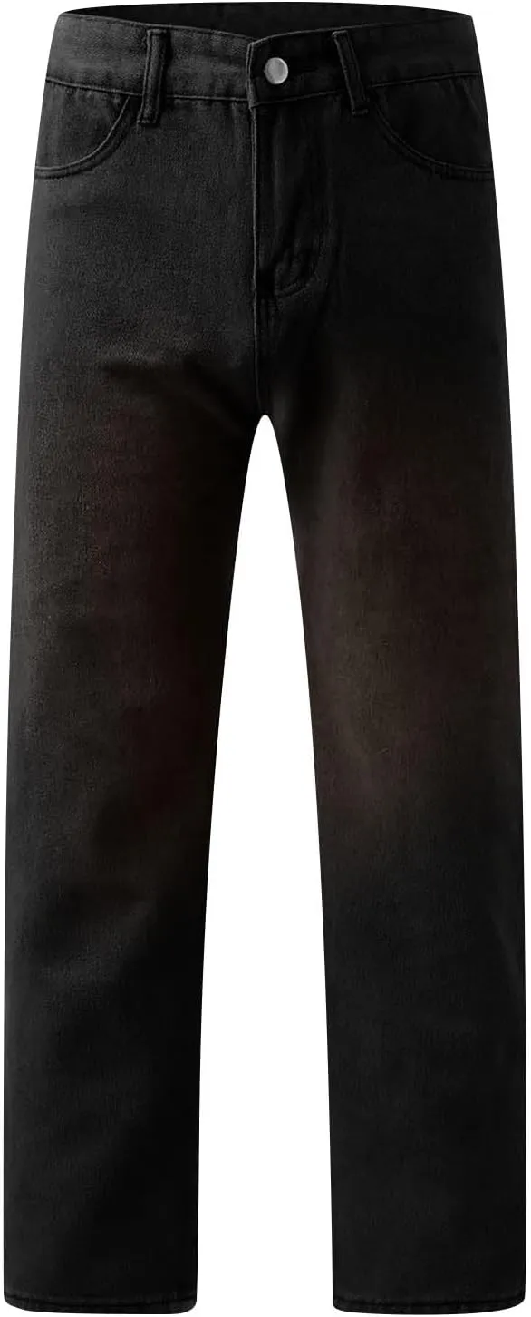 Sweatpant Jeans Boyfriend High Waited Baggy Wide Leg Jean Y2k Streetwear Retro Loose Fit Denim Pant with Pockets