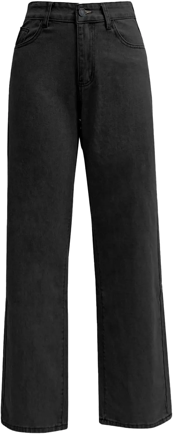 Sweatpant Jeans Boyfriend High Waited Baggy Wide Leg Jean Y2k Streetwear Retro Loose Fit Denim Pant with Pockets