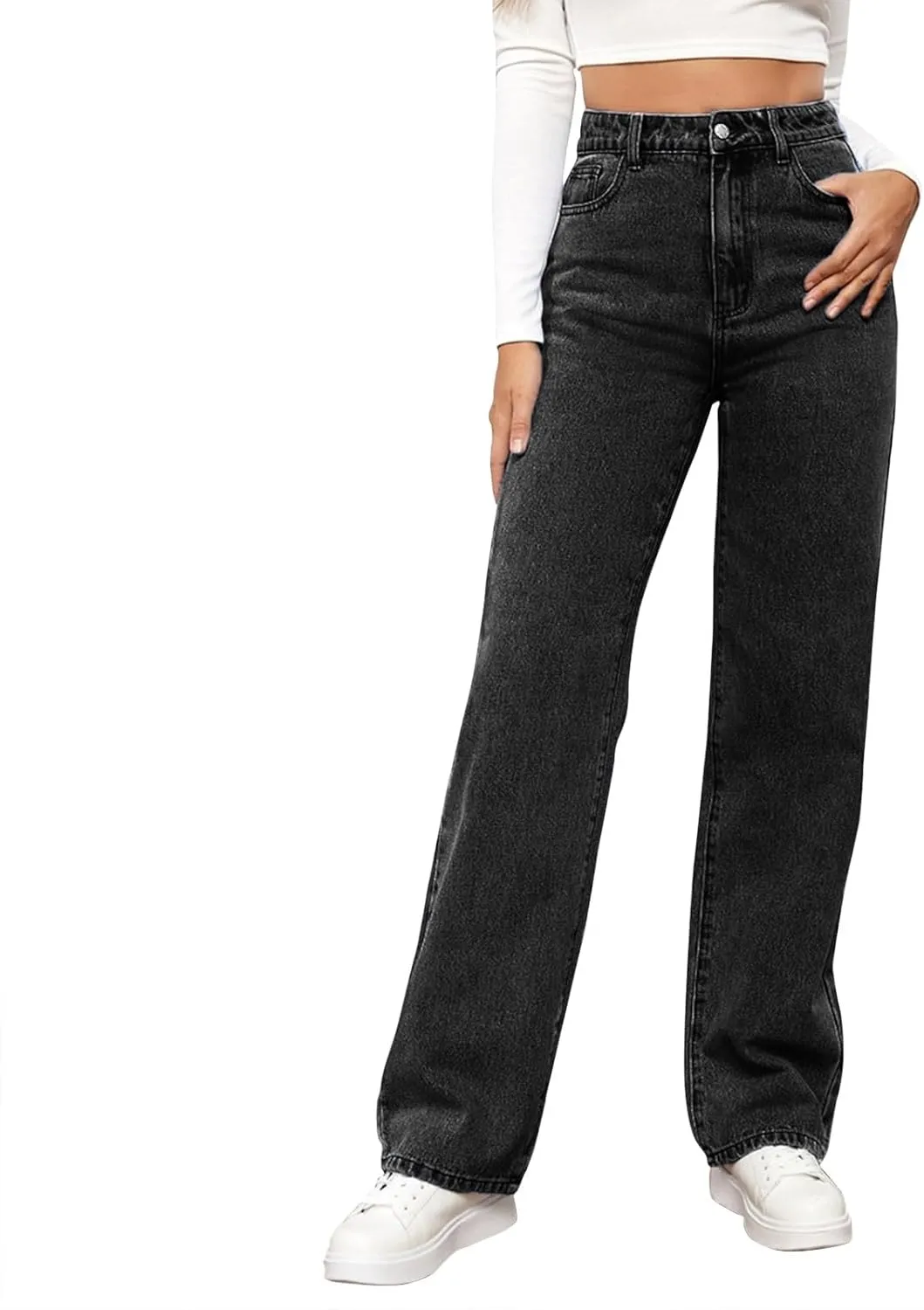 Sweatpant Jeans Boyfriend High Waited Baggy Wide Leg Jean Y2k Streetwear Retro Loose Fit Denim Pant with Pockets