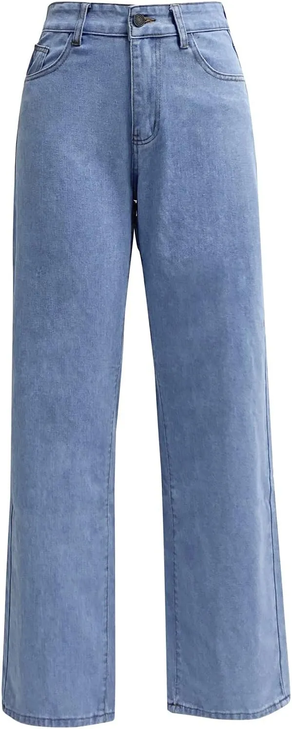 Sweatpant Jeans Boyfriend High Waited Baggy Wide Leg Jean Y2k Streetwear Retro Loose Fit Denim Pant with Pockets