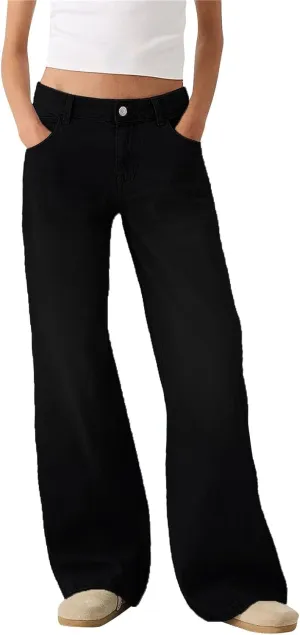 Sweatpant Jeans Boyfriend High Waited Baggy Wide Leg Jean Y2k Streetwear Retro Loose Fit Denim Pant with Pockets
