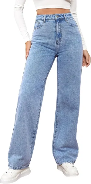 Sweatpant Jeans Boyfriend High Waited Baggy Wide Leg Jean Y2k Streetwear Retro Loose Fit Denim Pant with Pockets