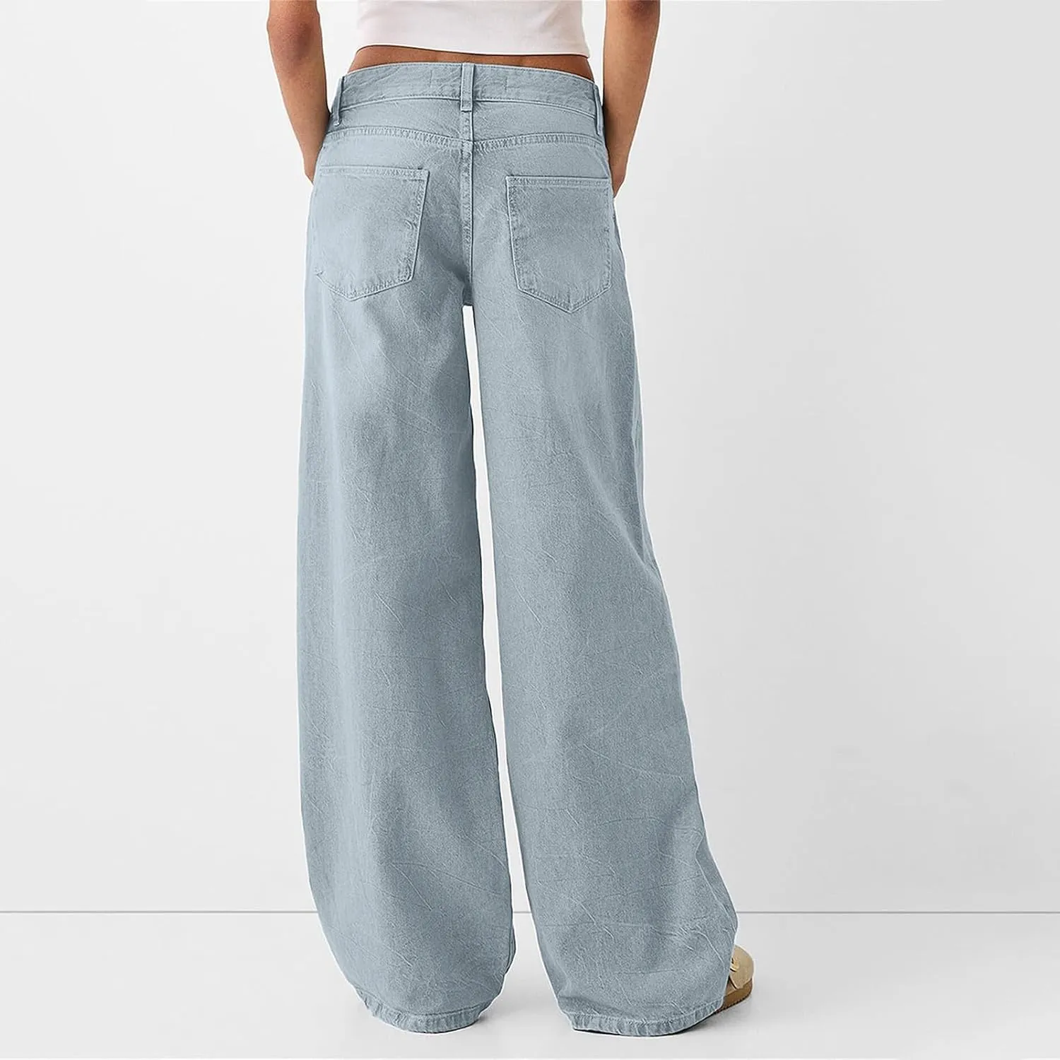 Sweatpant Jeans Boyfriend High Waited Baggy Wide Leg Jean Y2k Streetwear Retro Loose Fit Denim Pant with Pockets
