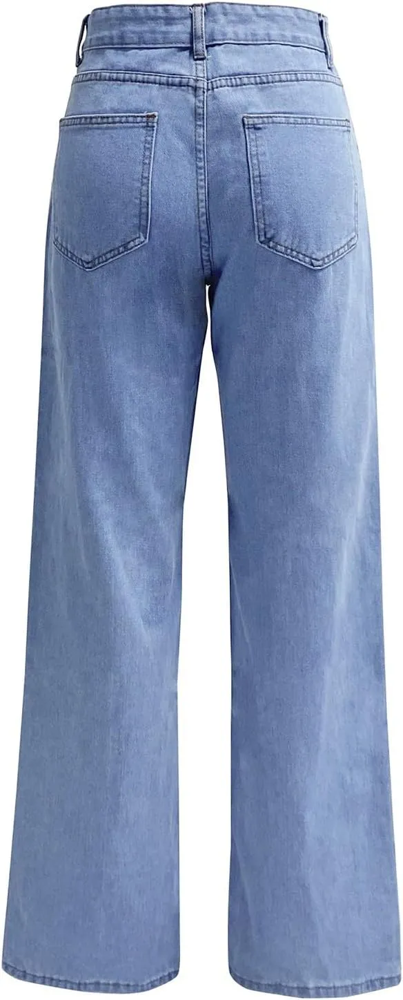 Sweatpant Jeans Boyfriend High Waited Baggy Wide Leg Jean Y2k Streetwear Retro Loose Fit Denim Pant with Pockets