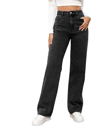 Sweatpant Jeans Boyfriend High Waited Baggy Wide Leg Jean Y2k Streetwear Retro Loose Fit Denim Pant with Pockets