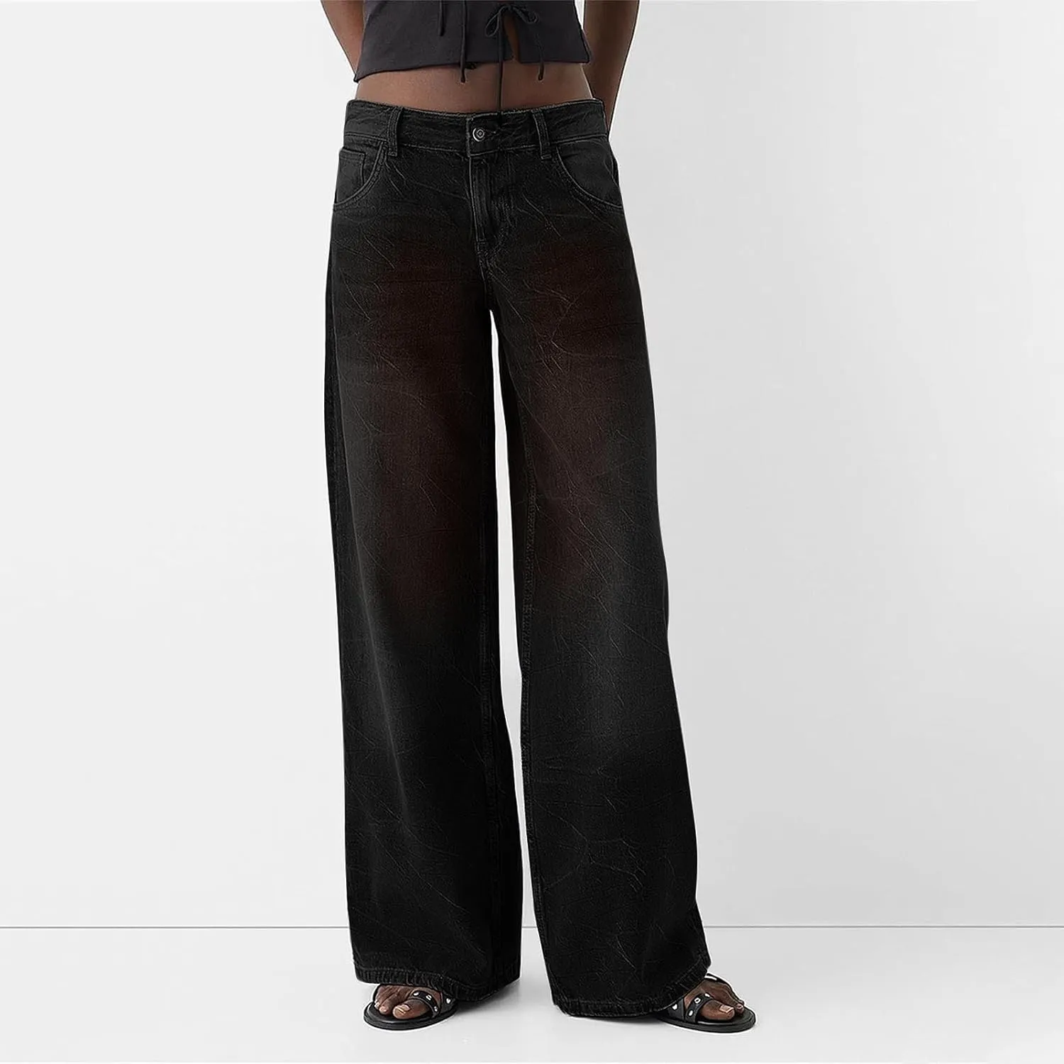 Sweatpant Jeans Boyfriend High Waited Baggy Wide Leg Jean Y2k Streetwear Retro Loose Fit Denim Pant with Pockets