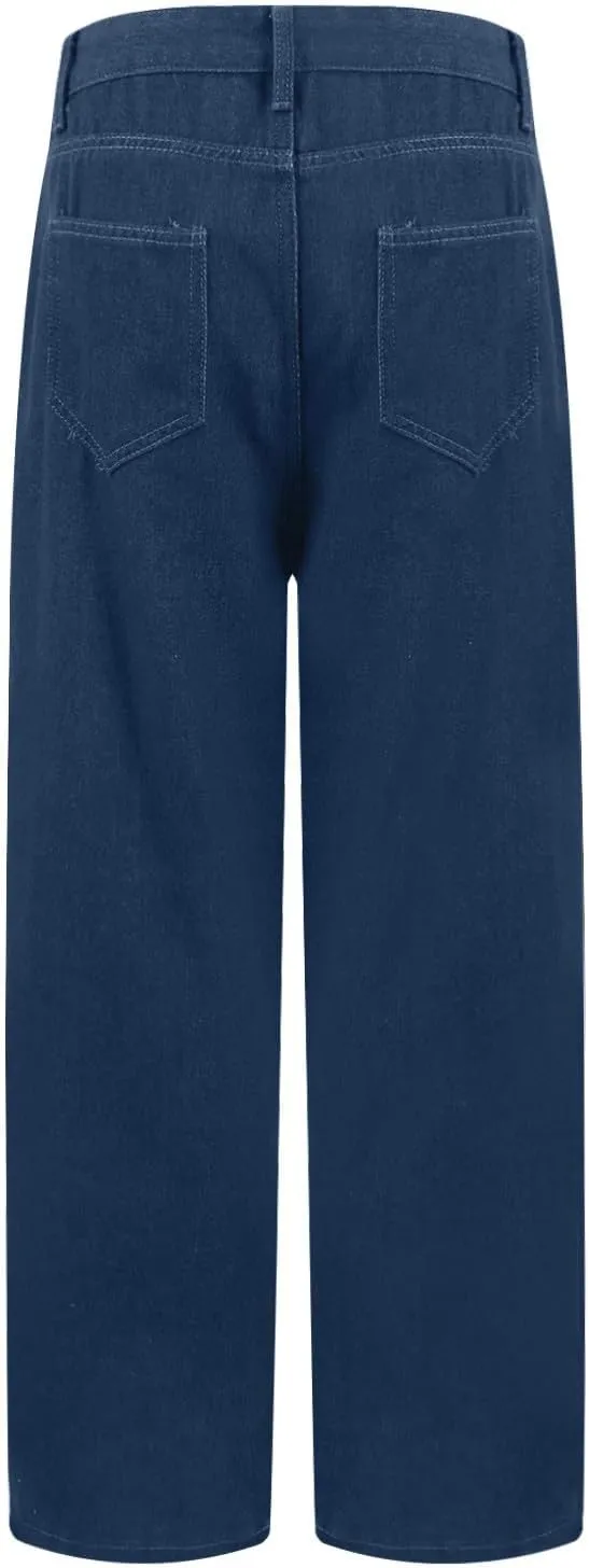 Sweatpants Jeans Women Soft High Waisted Wide Leg Jeans Plus Size Boyfriend Jeans Comfy Denim Sweatpants with Pockets