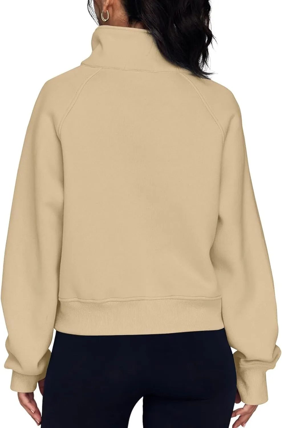 Sweatshirt for Women Half Zip Cropped Pullover Fleece Quarter Zipper Hoodies Fall Outfits Clothes Thumb Hole