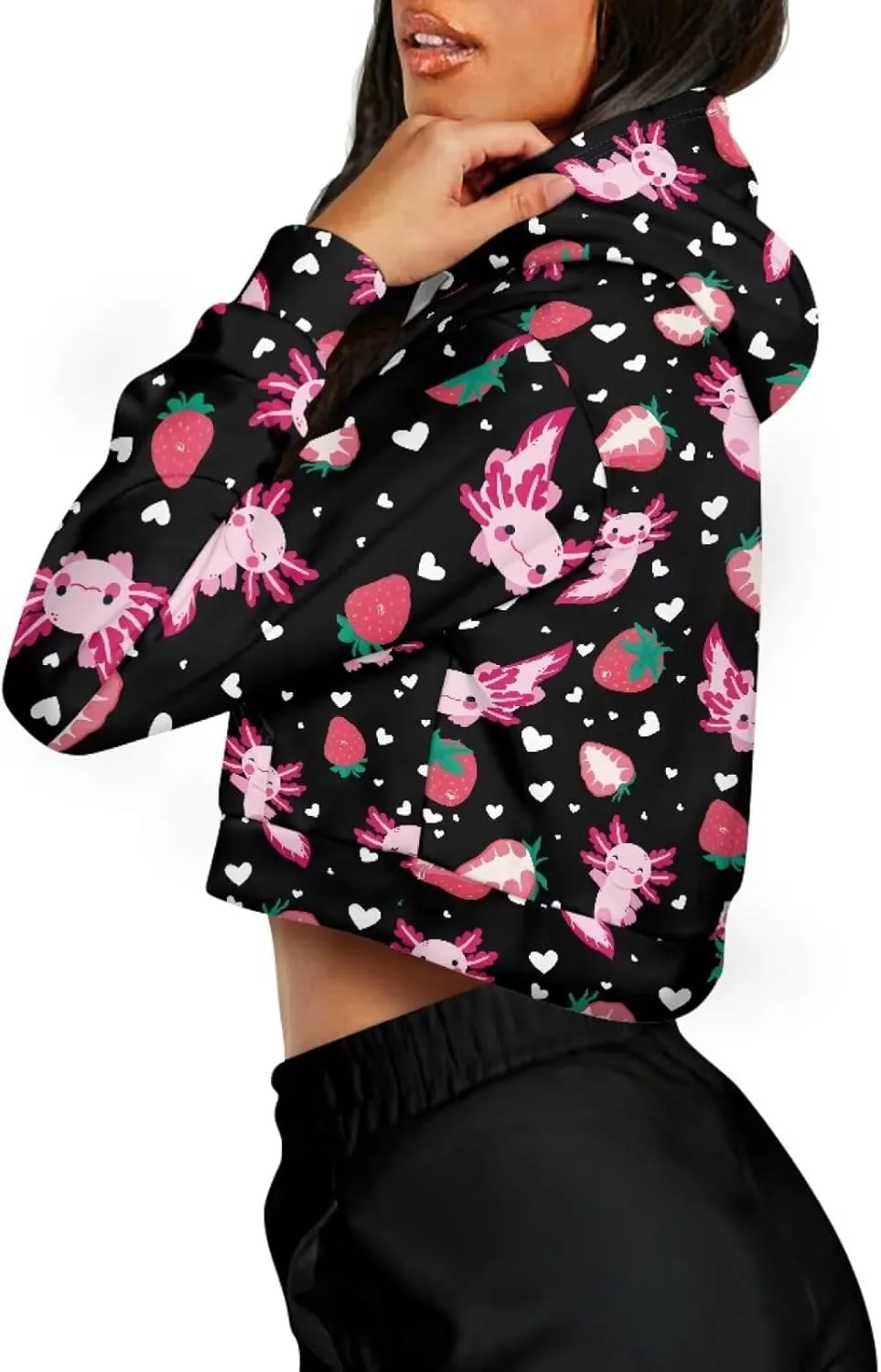 SYtrade Women's Zipper Sweatshirts Long Sleeve Cropped Hoodie with Kangaroo Pocket