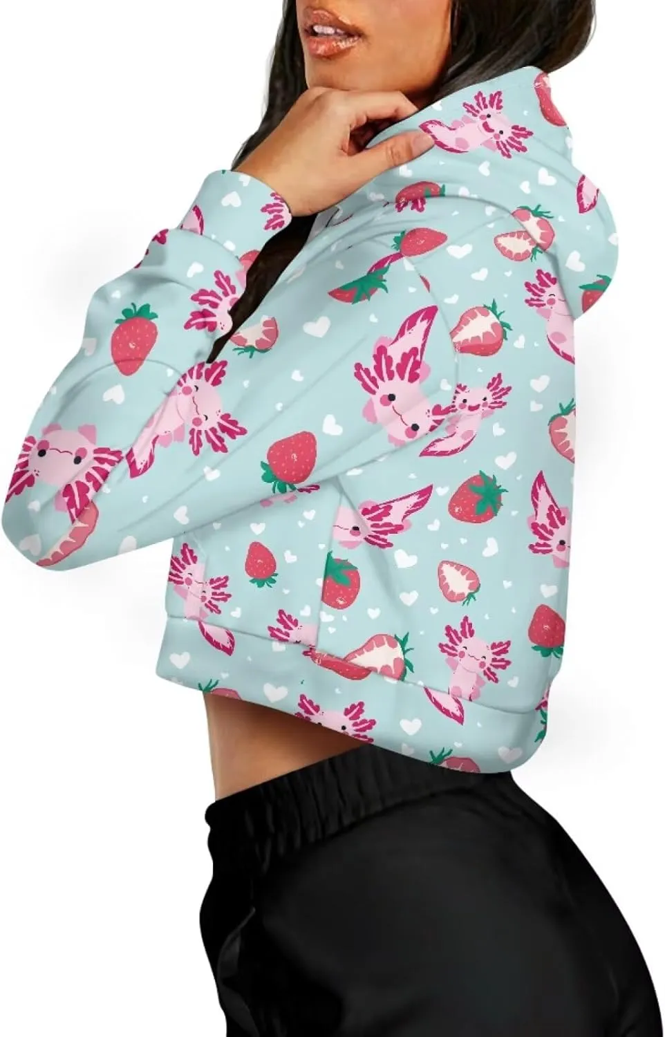 SYtrade Women's Zipper Sweatshirts Long Sleeve Cropped Hoodie with Kangaroo Pocket
