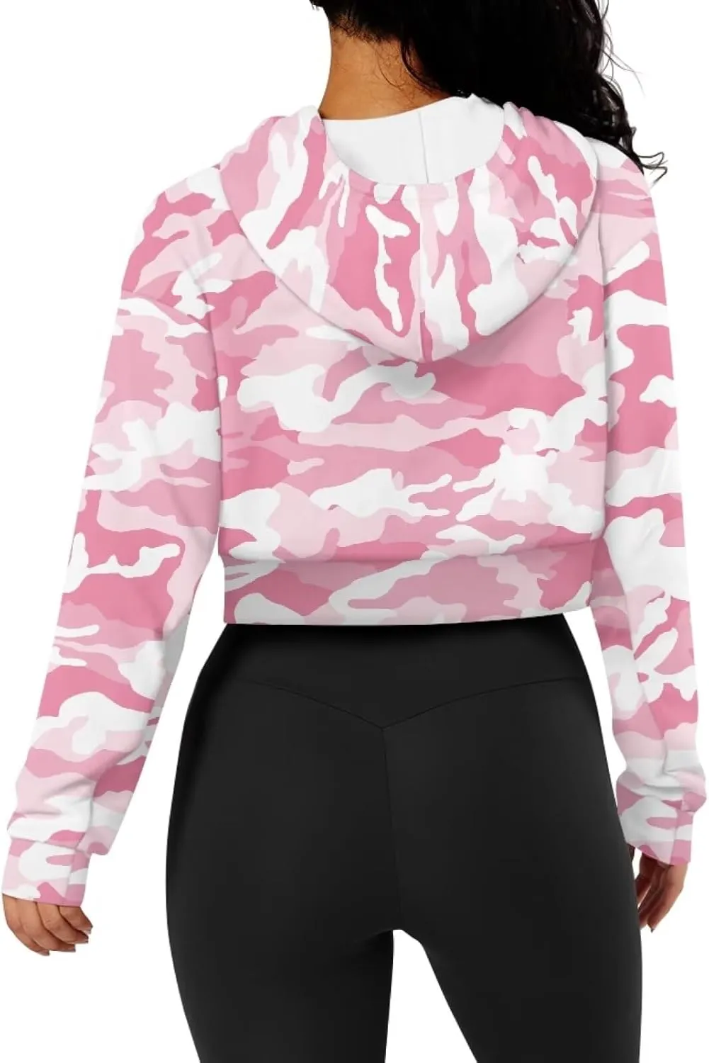 SYtrade Women's Zipper Sweatshirts Long Sleeve Cropped Hoodie with Kangaroo Pocket