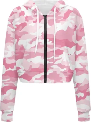 SYtrade Women's Zipper Sweatshirts Long Sleeve Cropped Hoodie with Kangaroo Pocket
