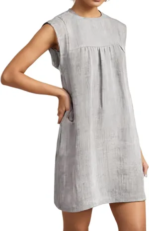 T Shirt Dresses for Women Casual Summer Midi Dress Cotton Linen Short Dress Sleeveless Beach Vacation Sundress Fashion