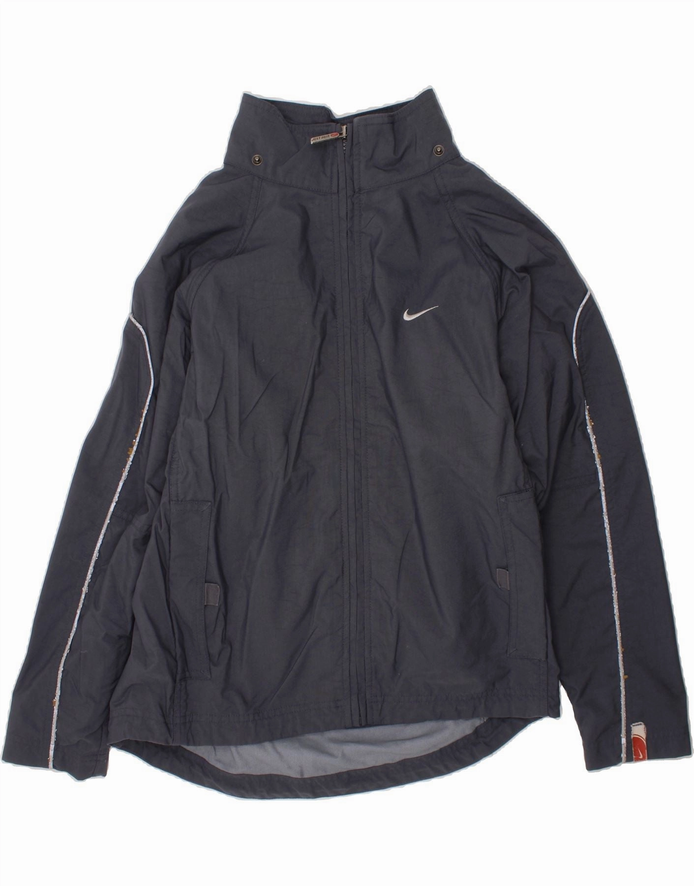 Cold Proof Autumn Ready NIKE Boys Windbreaker Jacket 11-12 Years Medium Navy Blue Polyester