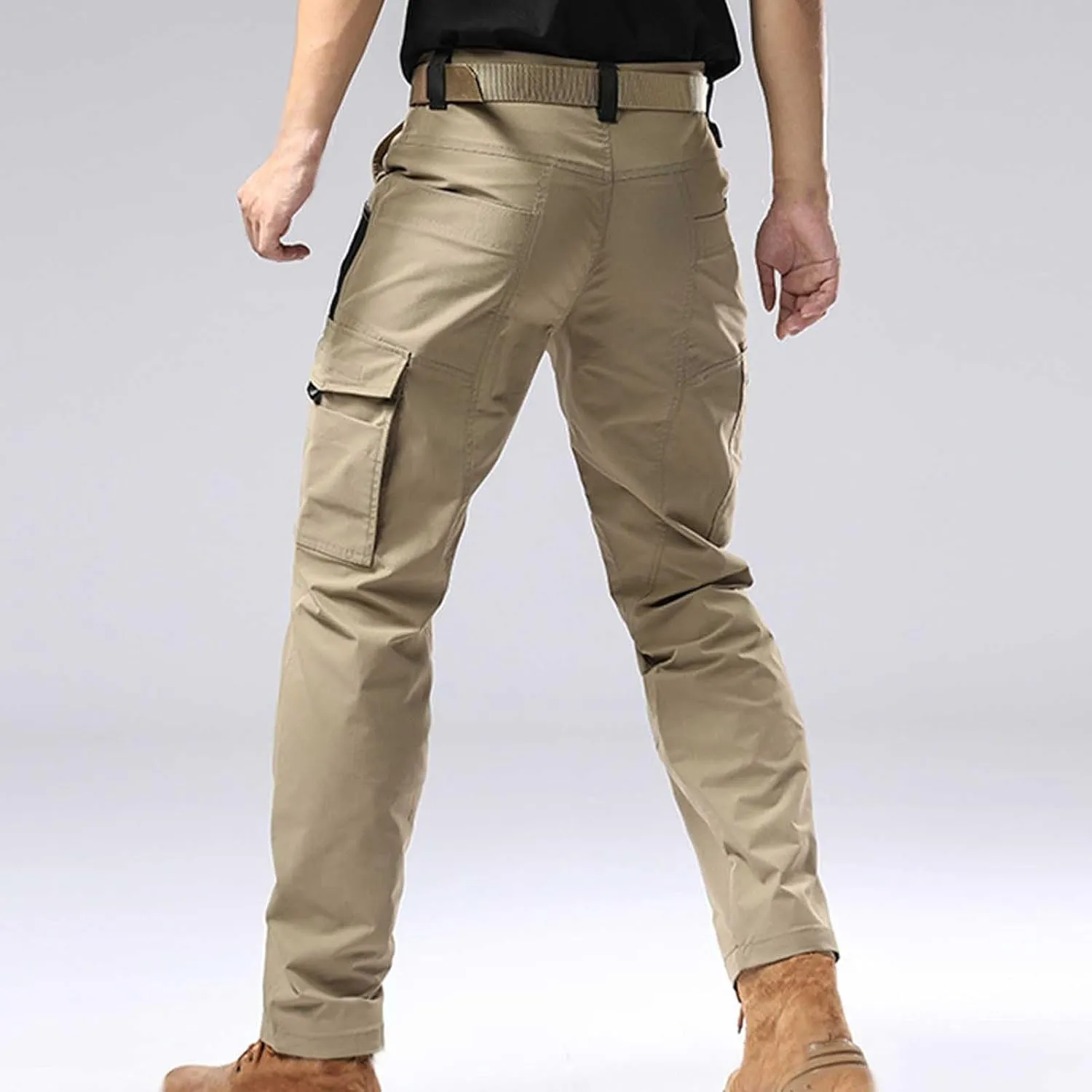 Tactical Work Pants Men Workout Military Outdoor Hiking Pants Fishing Khaki Durable Cargo Pants with Multi Pockets