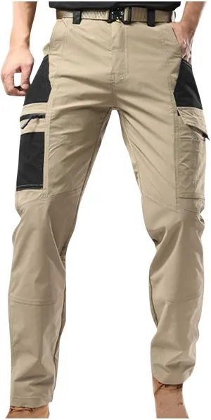 Tactical Work Pants Men Workout Military Outdoor Hiking Pants Fishing Khaki Durable Cargo Pants with Multi Pockets