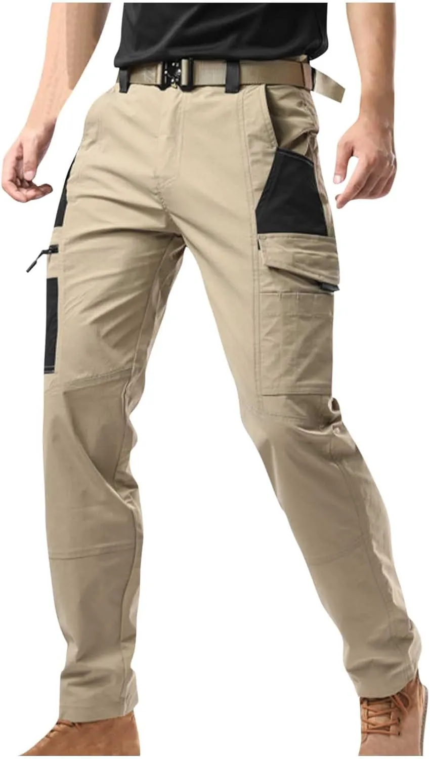 Tactical Work Pants Men Workout Military Outdoor Hiking Pants Fishing Khaki Durable Cargo Pants with Multi Pockets