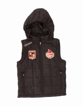 KAPPA Boys FC Torino Graphic Hooded Padded Gilet 9-10 Years Black Cosmetics vintage