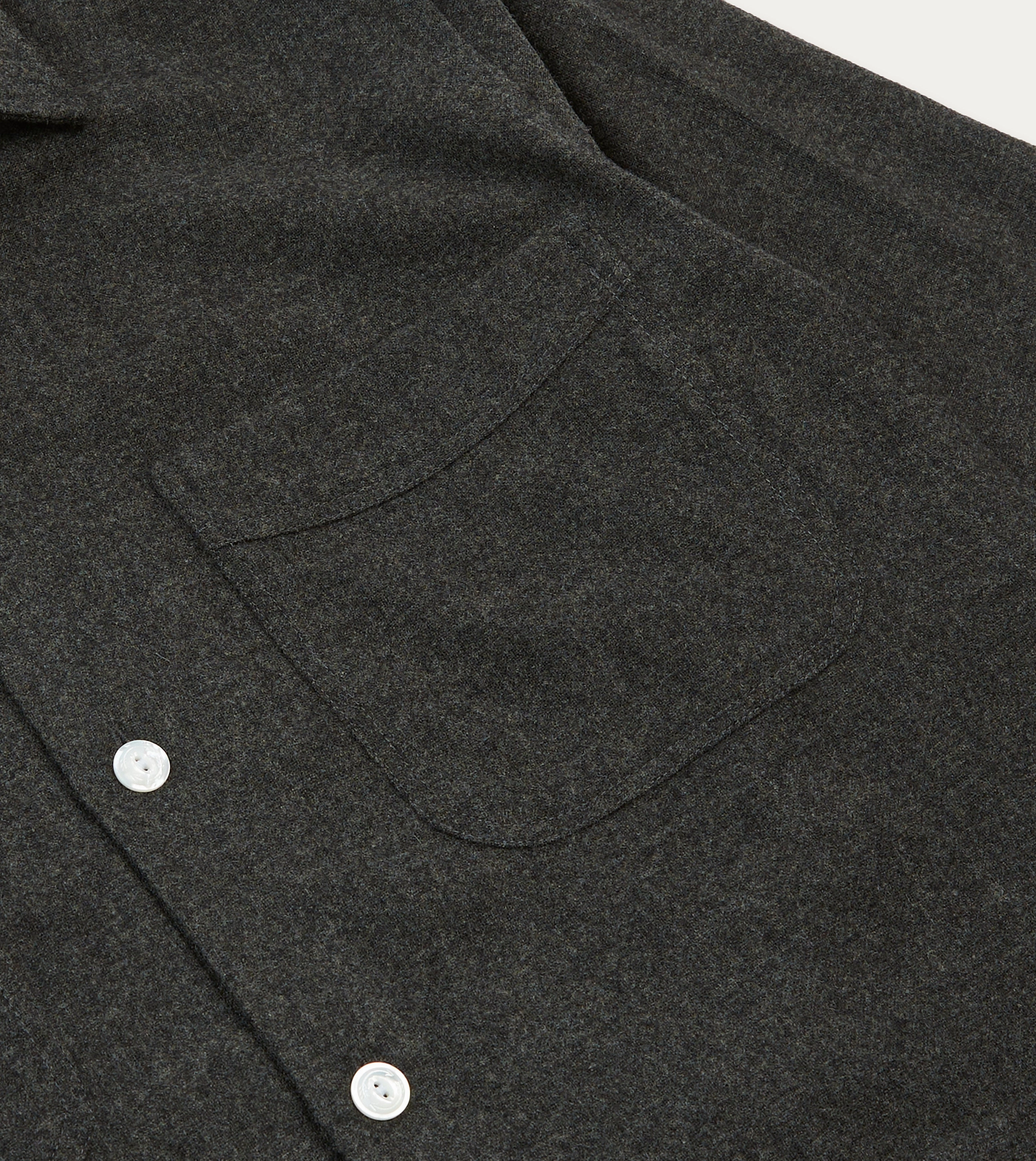Grey Wool Four-Pocket Camp Collar Work Shirt Comfortable fit Graduation Attire