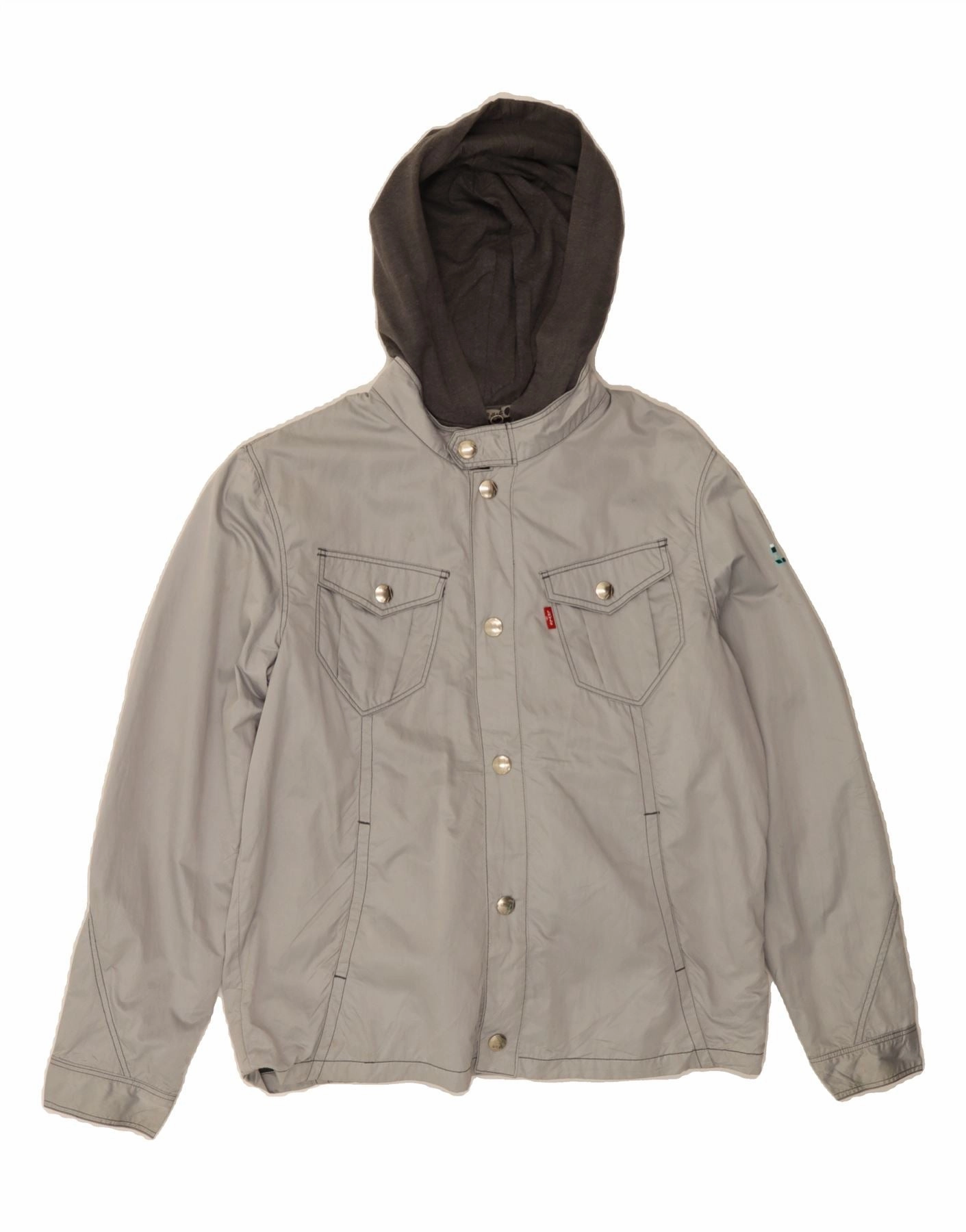 Period Trail Style LEVI'S Boys Engineered Jeans Hooded Bomber Jacket 13-14 Years Grey