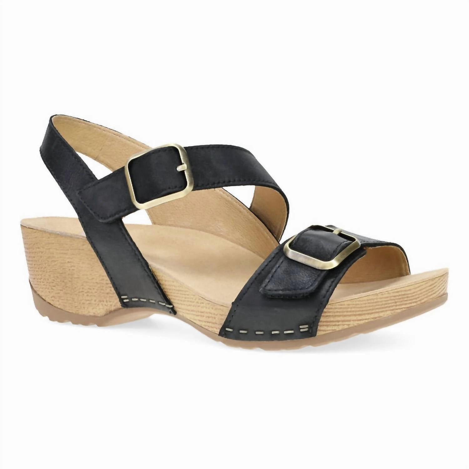 Boosted Frame Extra Height Women's Trinity Wedge Sandals In Black Burnished Nubuck