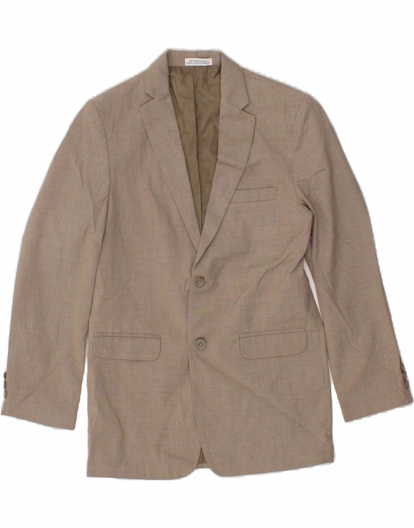 IZOD Boys 2 Button Blazer Jacket 15-16 Years Beige Polyester Magnetism Embroidered