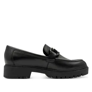 Durable Design Free Power Tamaris Womens Black Leather Loafers Slip-On Platform Shoes