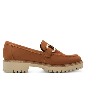 Smart Padding Side Gusset Tamaris Womens Cognac Tan Brown Leather Loafers Slip-On Platform Shoes
