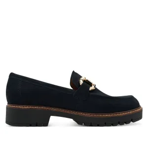 Tamaris Womens Navy Blue Leather Loafers Slip-On Platform Shoes Cruise Wear Grip Strong