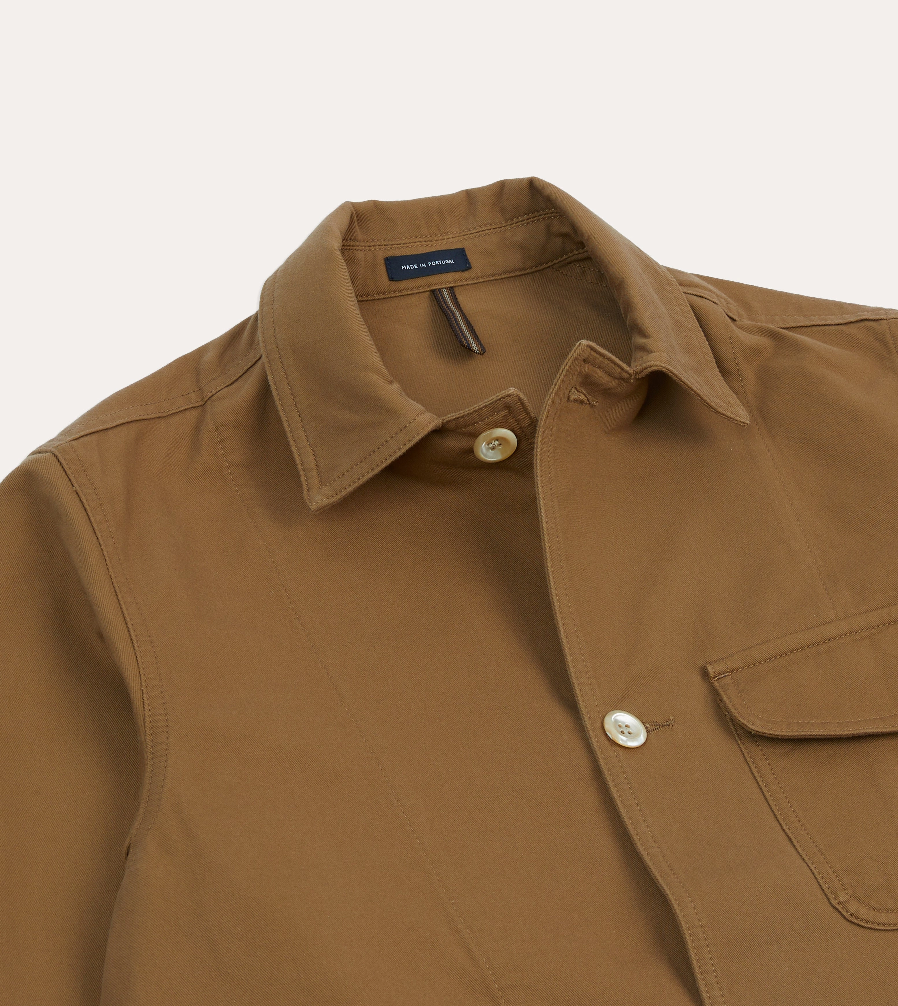 Storm Resistant Closure Tan Cotton Three-Pocket Chore Jacket