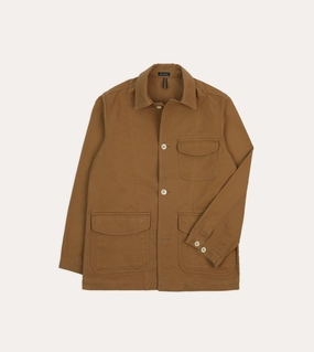 Tan Cotton Three-Pocket Chore Jacket Polyfill Layer Integration Breathable mesh lining