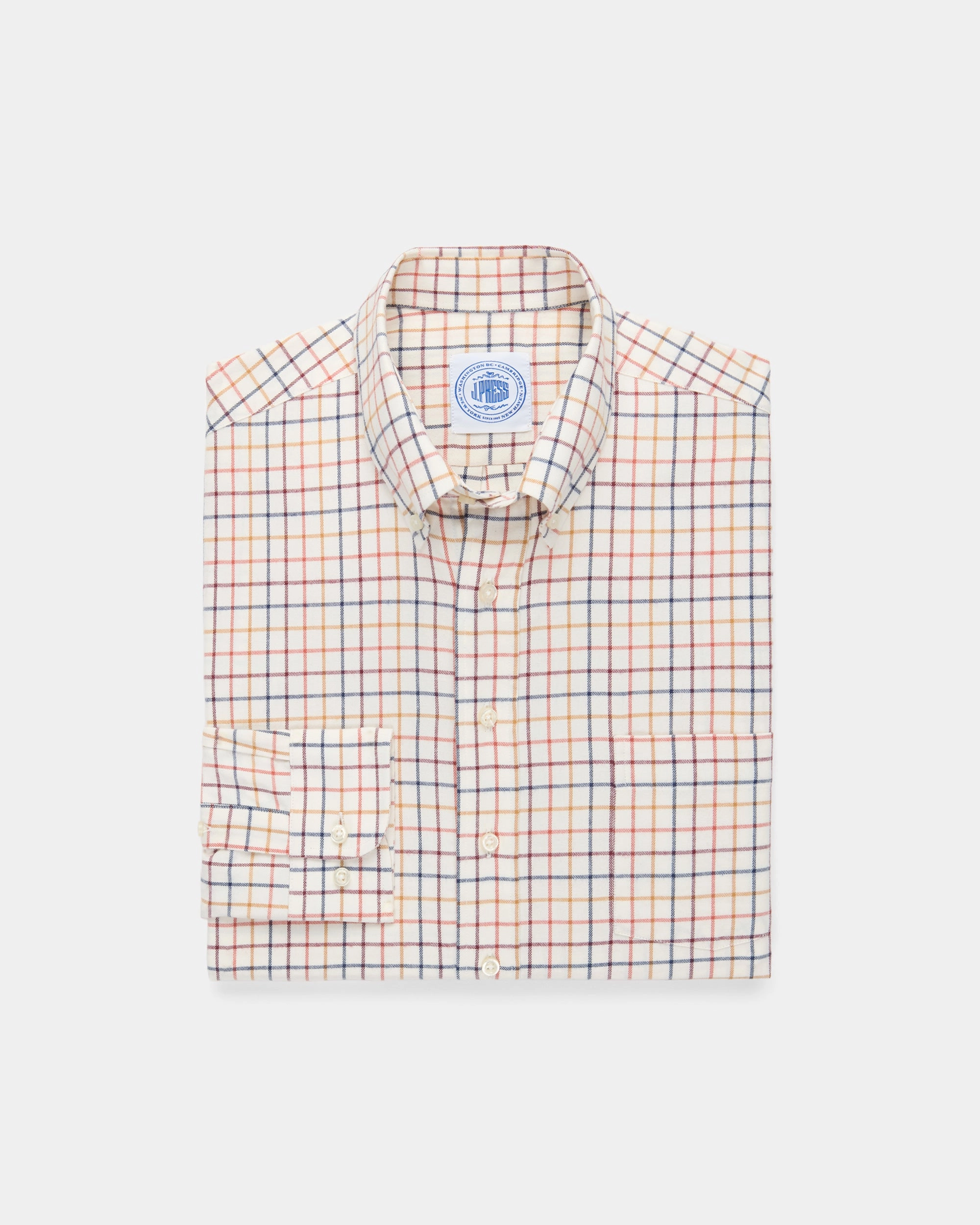 Tan, Rust, Burgundy & Navy Tattersall Cotton Flannel Button Down Sport Shirt - Classic Fit Trendy Look