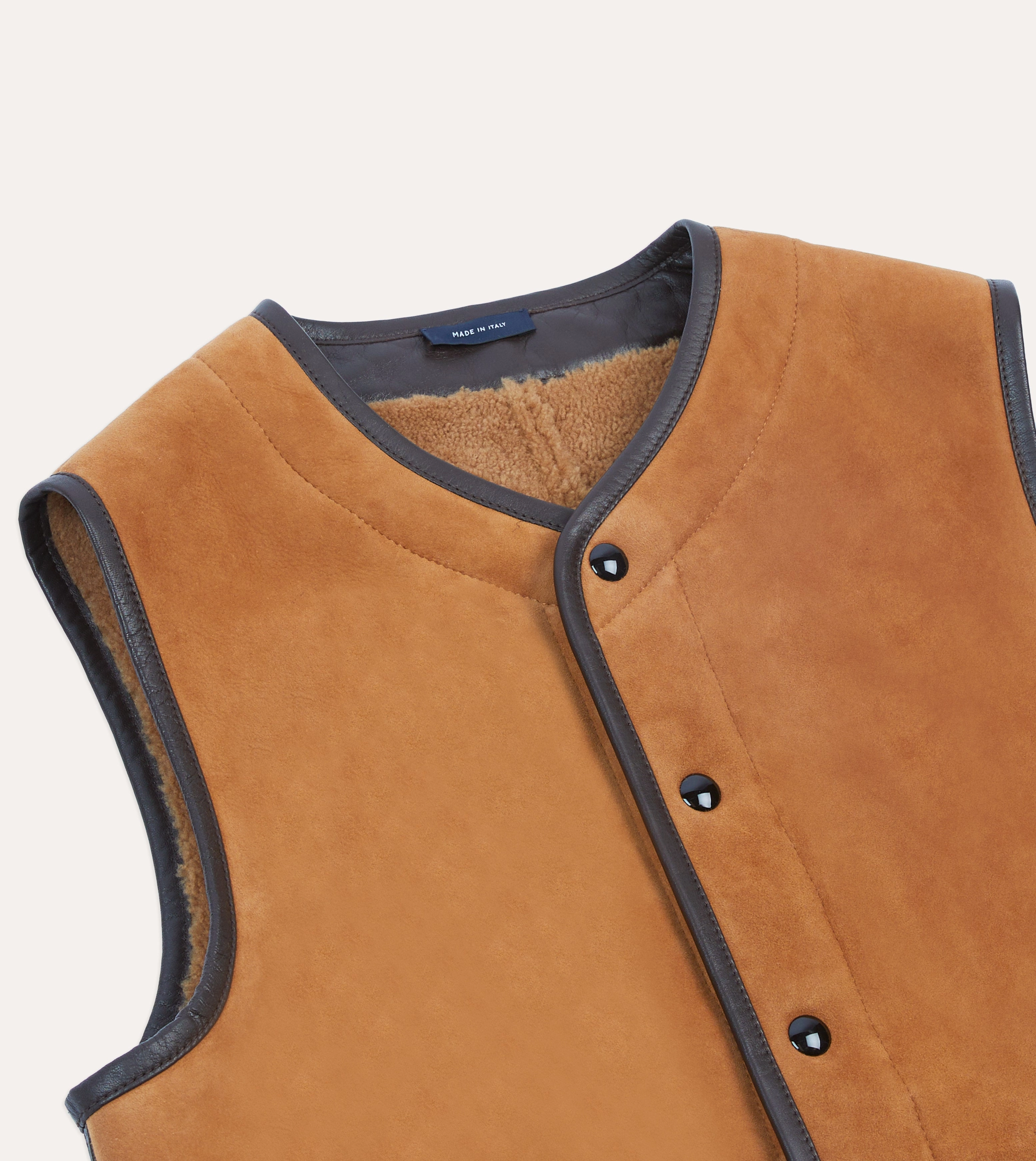 RipstopFabric special - occasion wear Tan Suede Shearling Vest